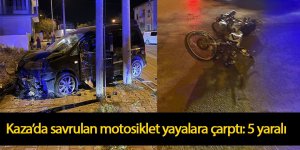 Kaza’da savrulan motosiklet yayalara çarptı: 5 yaralı