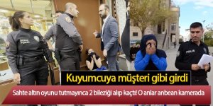 Kuyumcuya müşteri gibi girdi, sahte altın oyunu tutmayınca 2 bileziği alıp kaçtı! O anlar anbean kamerada