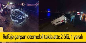 Refüje çarpan otomobil takla attı; 2 ölü, 1 yaralı