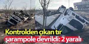 Kontrolden çıkan tır şarampole devrildi: 2 yaralı
