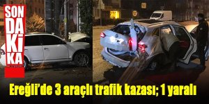 Migros kavşağında 3 araçlı trafik kazası; 1 yaralı