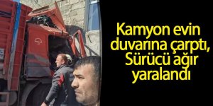 Kamyon duvara çarptı! Sürücü ağır yaralandı