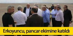 Erkoyuncu, pancar ekimine katıldı