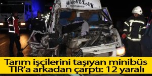 Tarım işçilerini taşıyan minibüs TIR’a arkadan çarptı: 12 yaralı