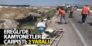 Ereğli’de kamyonetler çarpıştı; 2 yaralı