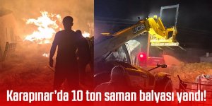 Karapınar’da 10 ton saman balyası yandı!
