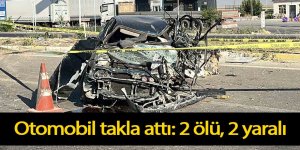 Kontrolden çıkan otomobil direğe çarptı takla attı: 2 ölü, 2 ağır yaralı
